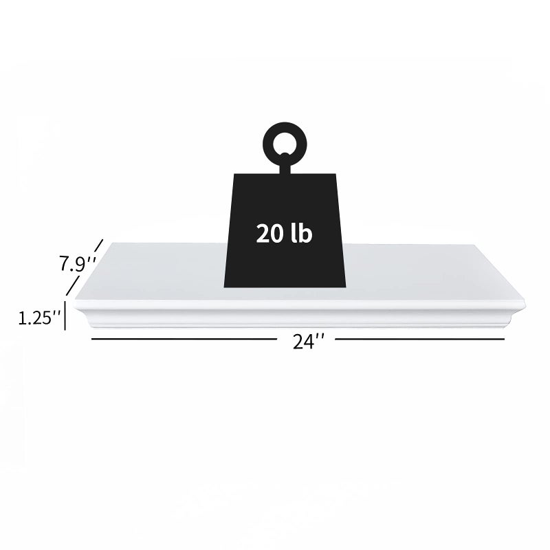 WELLAND Floating Shelves White Floating Shelves White Deep, Floating Shelves White 24 Inch - Image 5